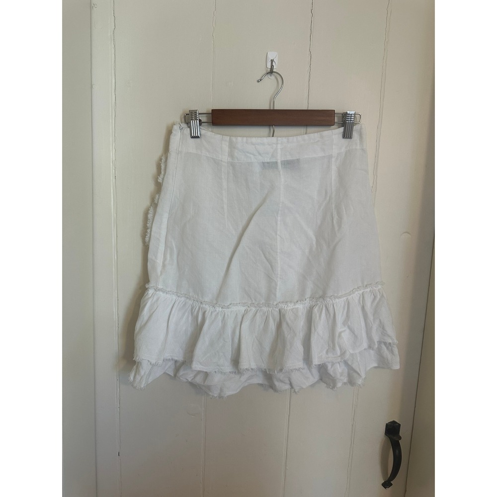 IRO Paris White Linen Ruffle Wrap Mini Skirt - Picture 4 of 8